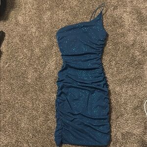 Elegant Blue One-Shoulder Dress